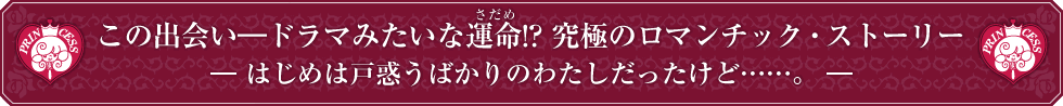 この出会い―ドラマみたいな運命!? 究極のロマンチック・ストーリー ― はじめは戸惑うばかりのわたしだったけど……。 ―